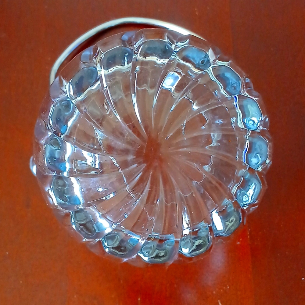 Vintage Cambridge Clear Glass Ice Bucket with Silver Handle - Picture 3 of 5